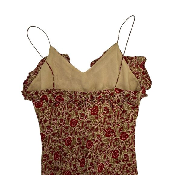 RALPH Ralph Lauren 90s Paisley Floral Slip Dress Medium Y2K Ruffle Bias Cut Midi - Picture 5 of 15